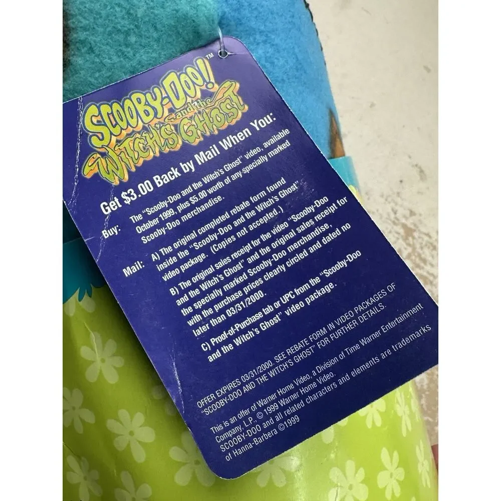 Vintage 1999 Scooby Doo Fleece Throw Blanket 46x63 Dog Bone Cartoon Network NWT